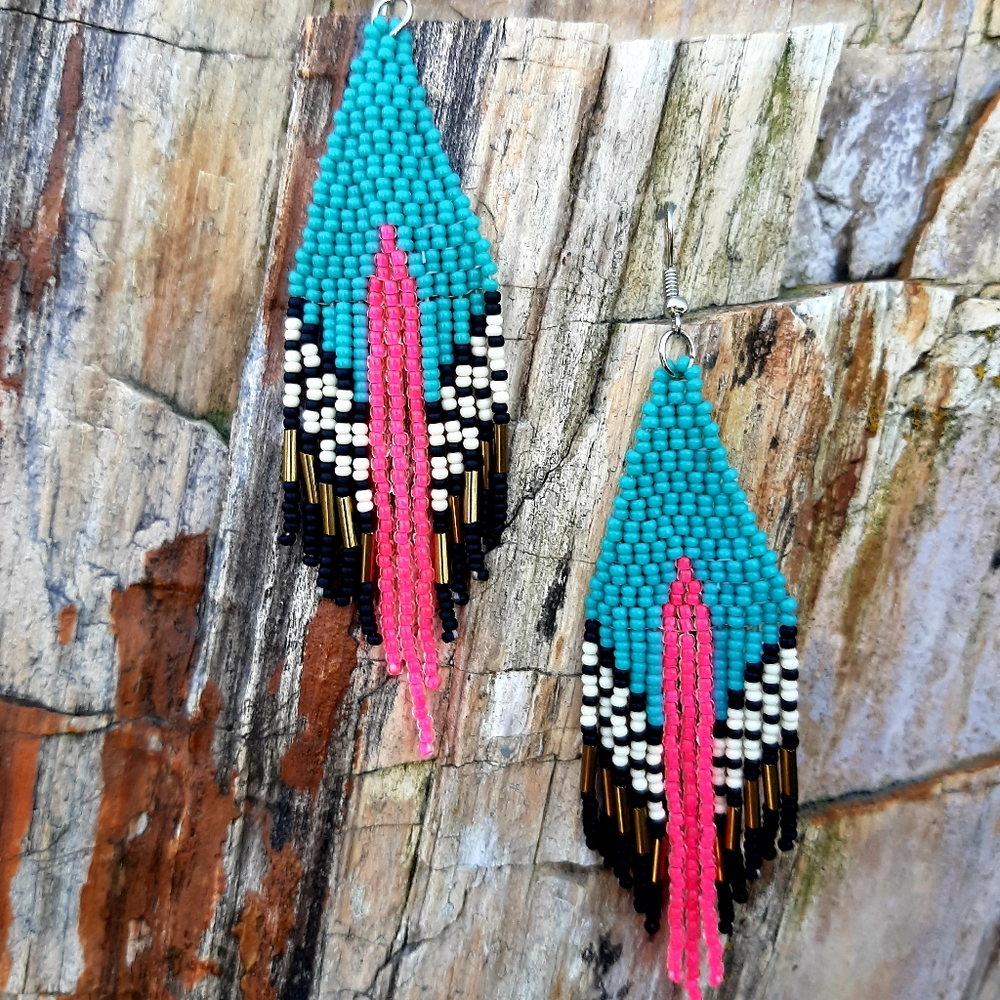 Fringe Beaded Earrings
